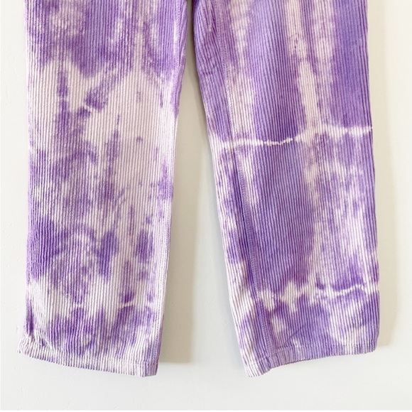Free People Corduroy Tie Dye Reese Pitched Straight Cord Pants Purple - Picture 5 of 15